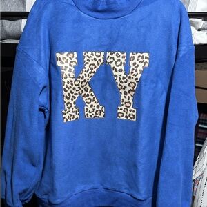 Blue Leopard Print Women's Sweater reversible